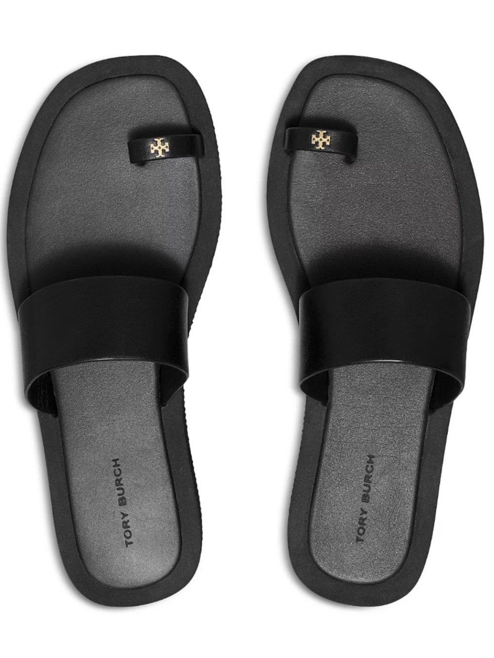 Тory Burch Black Sandals with Gold Accent Size 9 - Picture 2 of 7